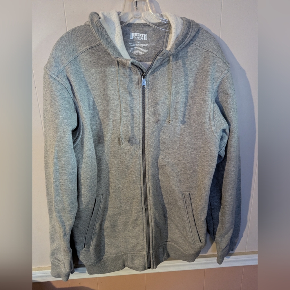 Duluth Trading Co Men's Fightin' Weight Full Zip Hoodie Size Medium Lt. Gray
